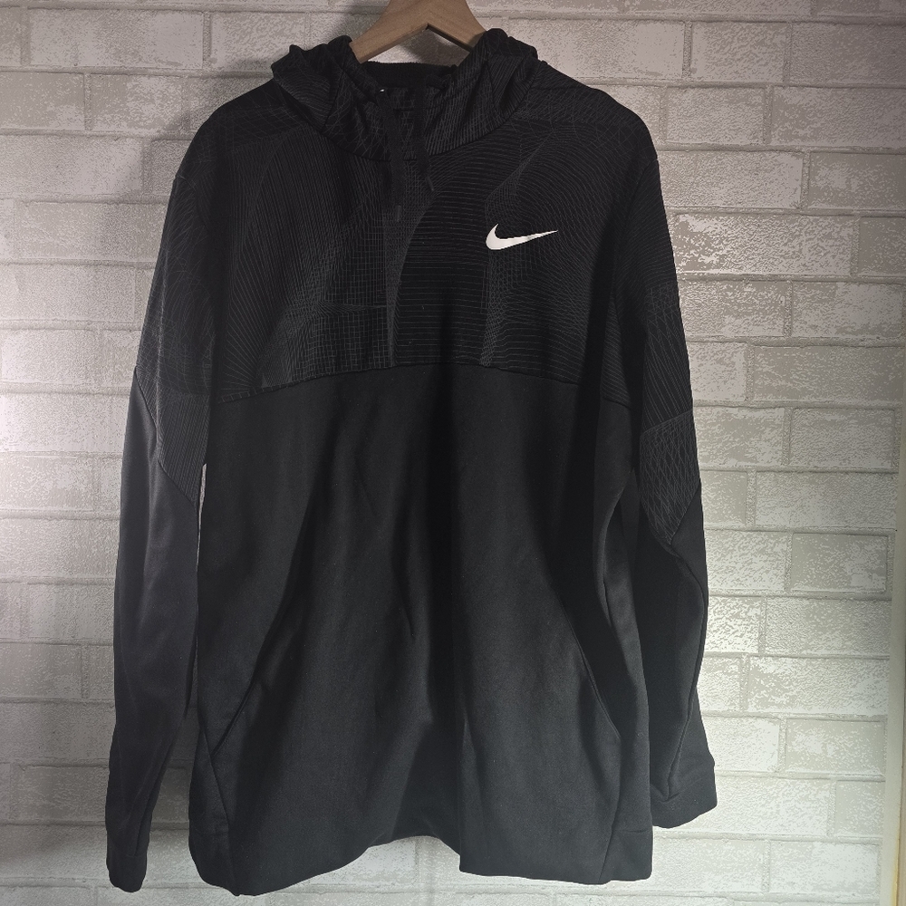 Nike Dri-Fit Swoosh Black Hooded Sweatshirt Hoodie Men's XXL